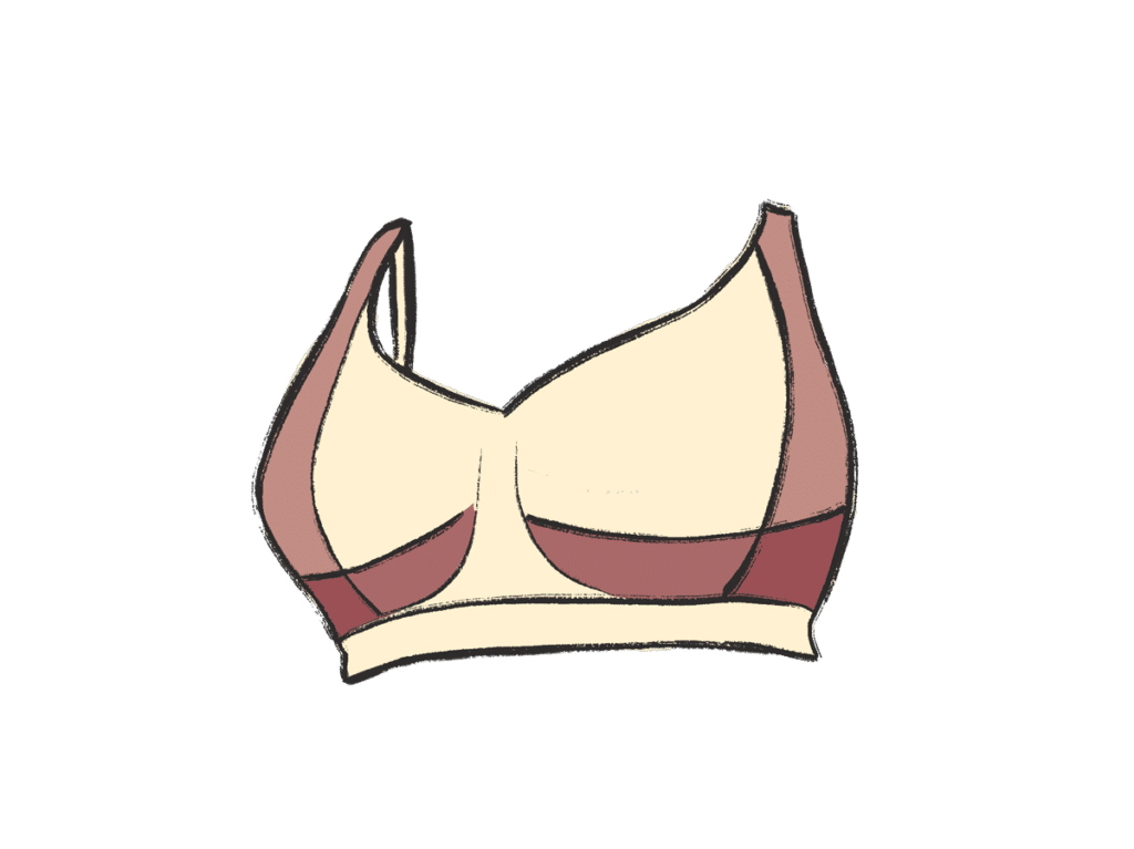 Vetor de Women's underwear. Wrong bra. Mistakes when choosing a