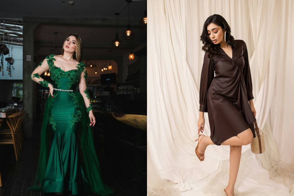 women wearing green and dark brown dress